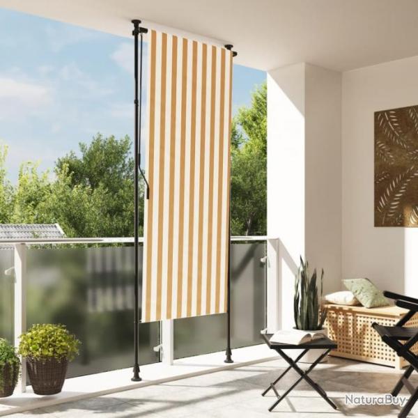 Store roulant d'extrieur orange et blanc 120x270cm tissu acier