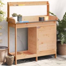 Table de rempotage avec armoire marron bois massif de sapin