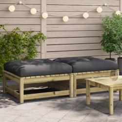 Repose-pieds de jardin avec coussins 2 pcs bois de pin imprégné