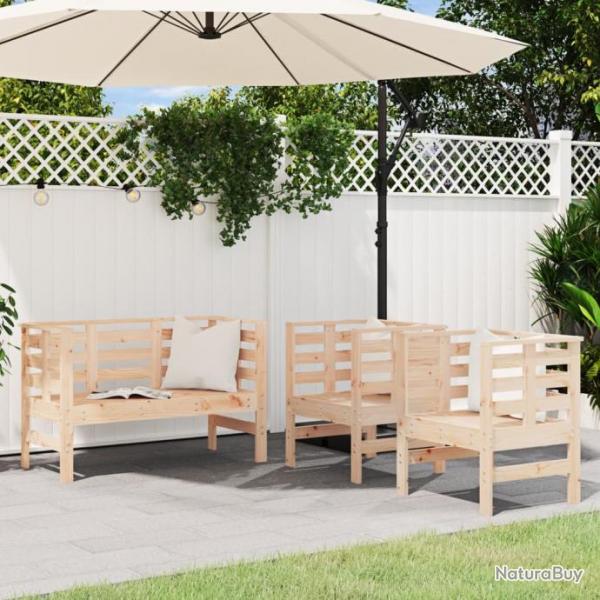 Salon de jardin 3 pcs bois massif de pin