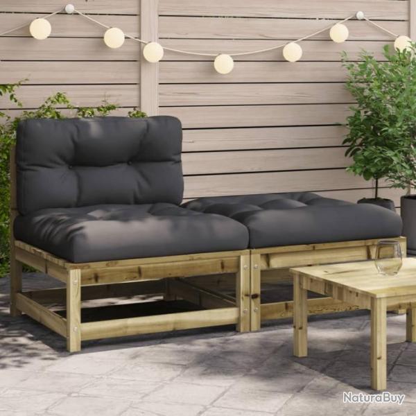 Canap de jardin sans accoudoirs avec coussins et repose-pieds