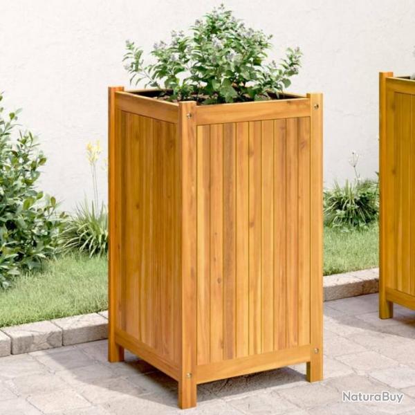 Jardinire avec doublure 42x42x75 cm bois massif d'acacia