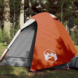 Tente de camping 2 personnes gris et orange imperméable