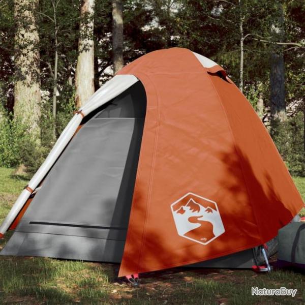 Tente de camping 2 personnes gris et orange impermable