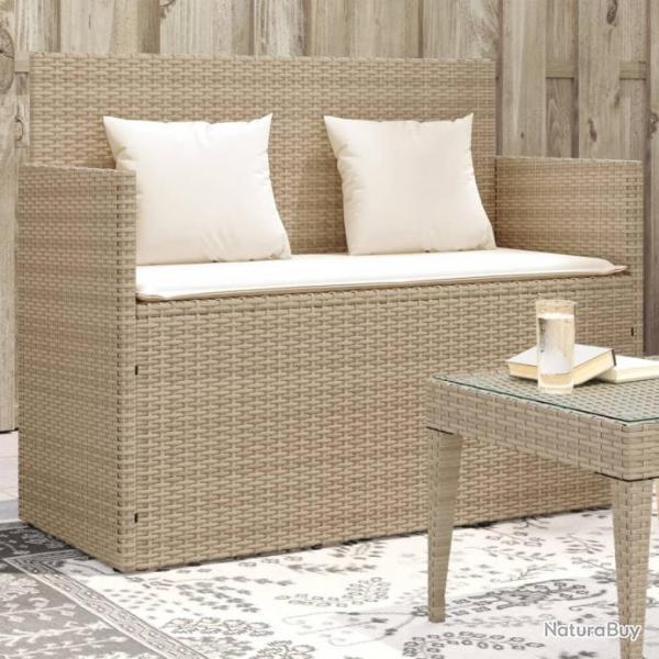 Banc de jardin avec coussins beige rsine tresse