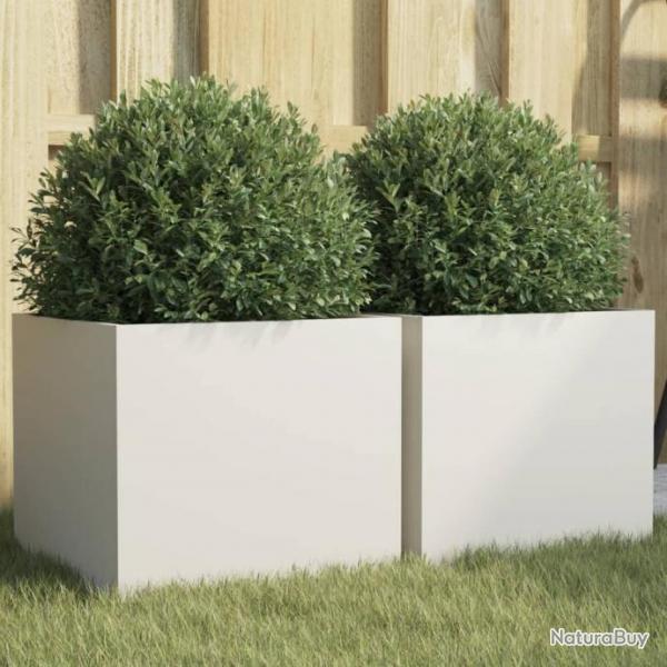 Jardinires 2 pcs blanc 32x30x29 cm acier lamin  froid