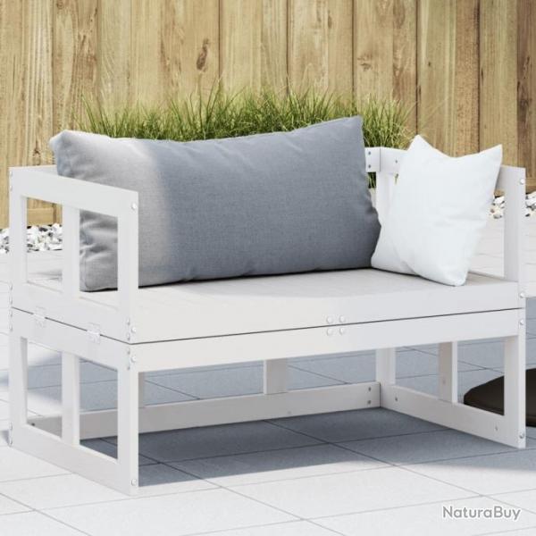 Canap de jardin extensible blanc bois massif de pin