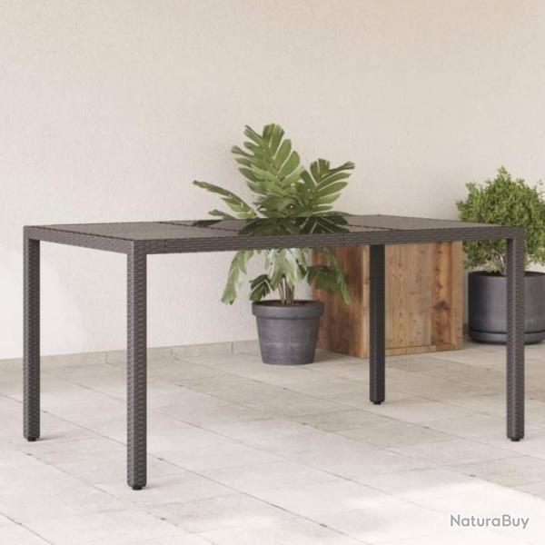 Table de jardin dessus en verre Noir 150x90x75cm Rsine tresse