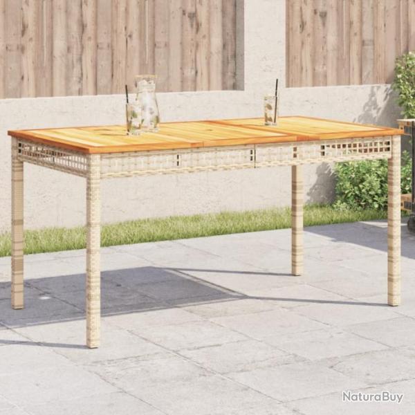 Table de jardin beige 140x80x75 cm rsine tresse et acacia