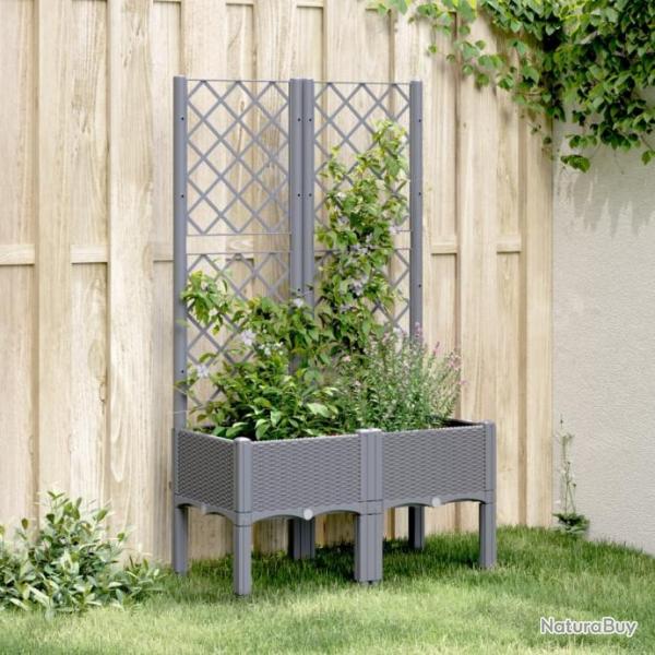 Jardinire avec treillis gris 80x40x142 cm PP