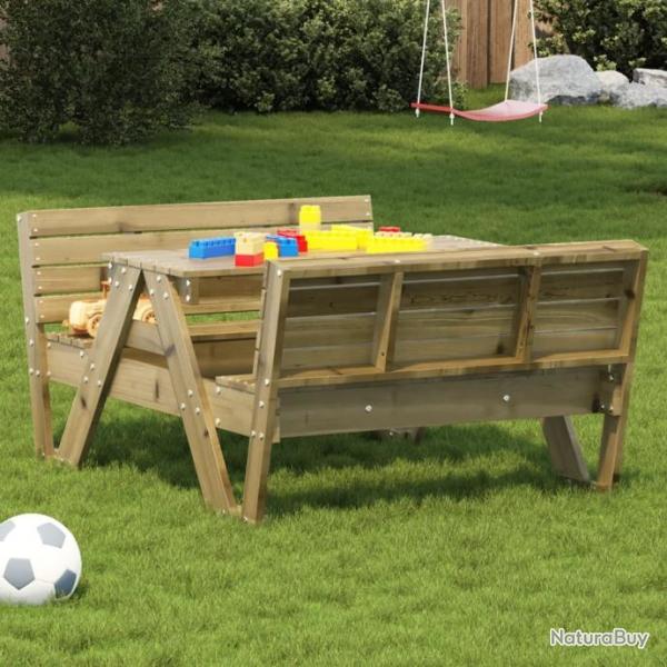 Table de pique-nique pour enfants bois de pin imprgn