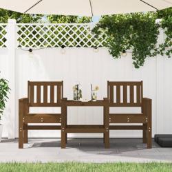 Banc de jardin avec table 2 places brun miel bois massif de pin