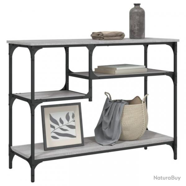 Table console avec tagres sonoma gris 100x35x75 cm