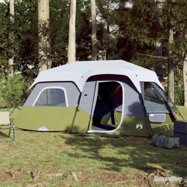 Tente de camping avec lumire LED 9 personnes vert clair