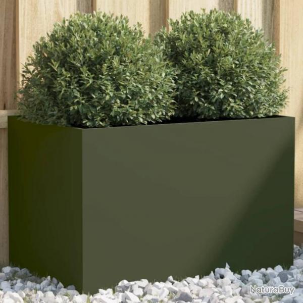 Jardinire vert olive 62x40x39 cm acier lamin  froid