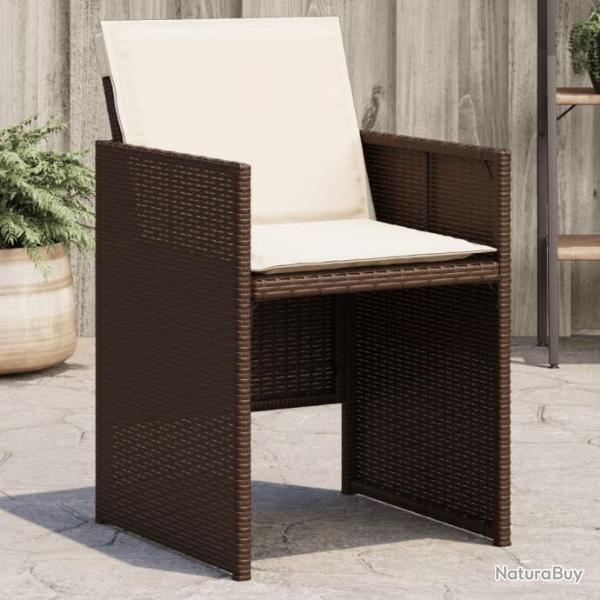 Chaises de jardin avec coussins lot de 4 marron rsine tresse