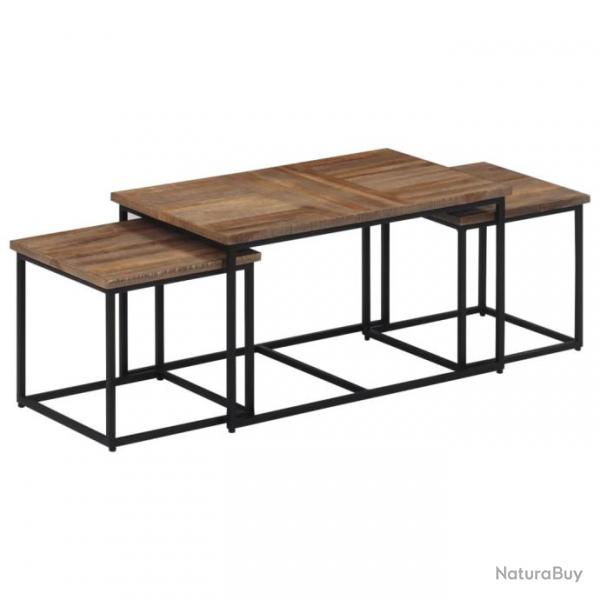 Tables basses gigognes 3 pcs bois massif de teck