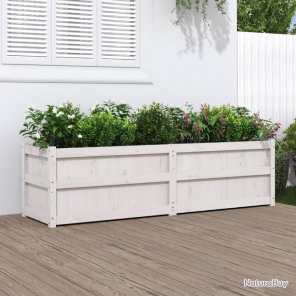 Jardinire blanc 180x50x50 cm bois de pin massif