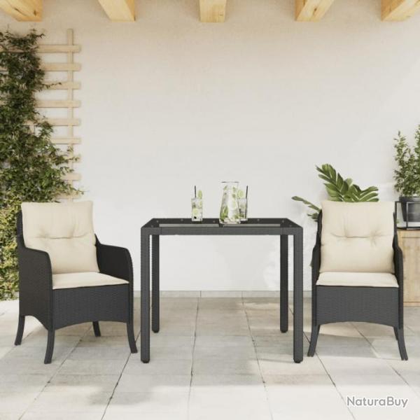 Ensemble  manger de jardin avec coussins 3 pcs Noir