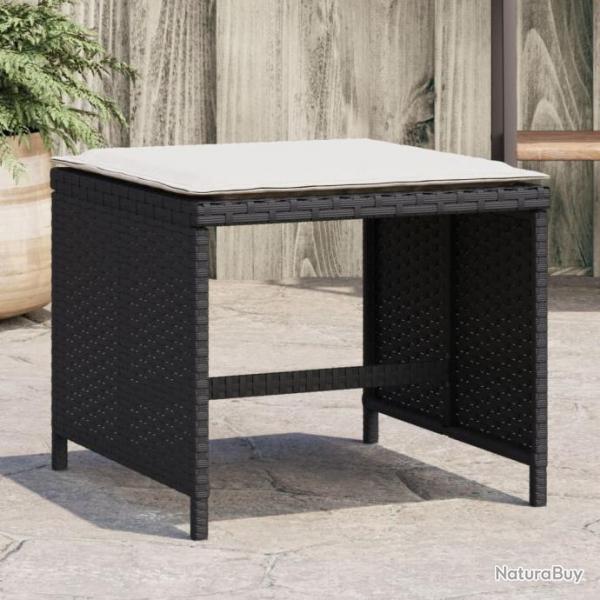 Tabourets de jardin avec coussins 4 pcs noir 41x41x36 cm rotin