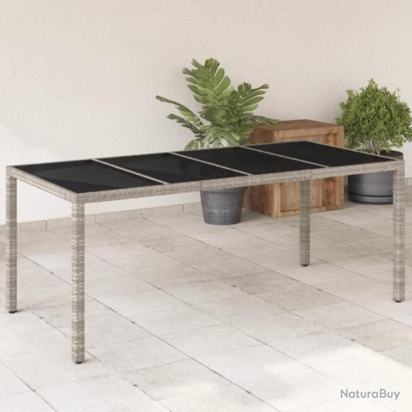 Table de jardin dessus en verre gris clair rsine tresse