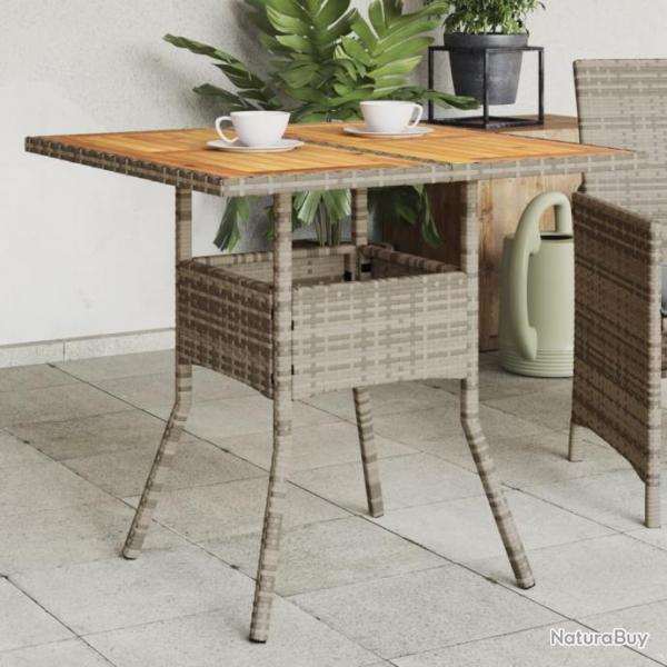 Table de jardin et dessus en bois d'acacia gris rsine tresse