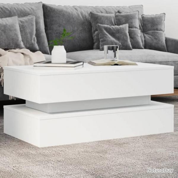 Table basse avec lumires LED blanc 90x50x40 cm