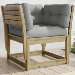 Canapé de jardin accoudoirs avec coussins bois pin imprégné