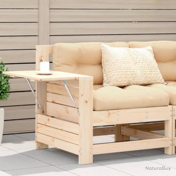 Canap de jardin accoudoir avec table d'appoint bois massif pin