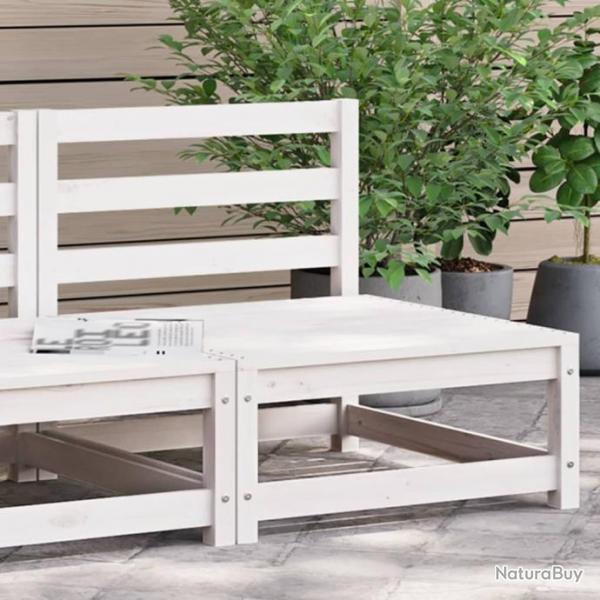 Canap de jardin sans accoudoirs blanc bois de pin massif