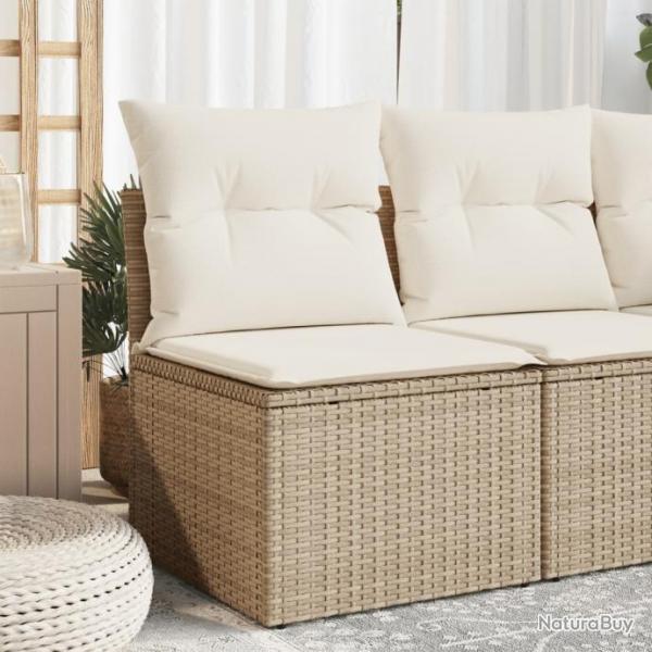 Canap de jardin sans accoudoirs coussins beige rsine tresse