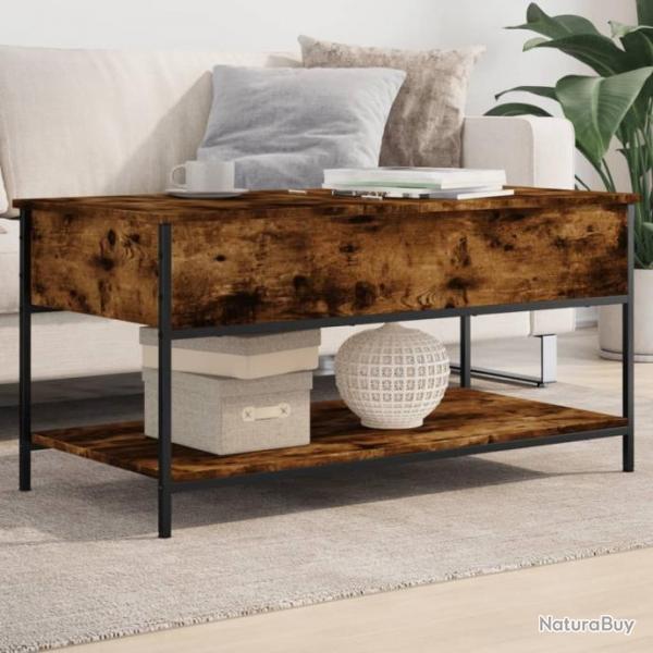 Table basse chne fum 100x50x50 cm bois d'ingnierie et mtal