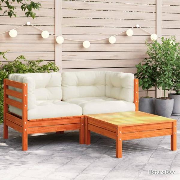 Canap de jardin avec coussins et repose-pied 2 places