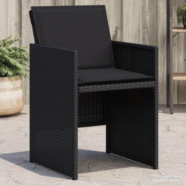 Chaises de jardin lot de 4 avec coussins noir rsine tresse