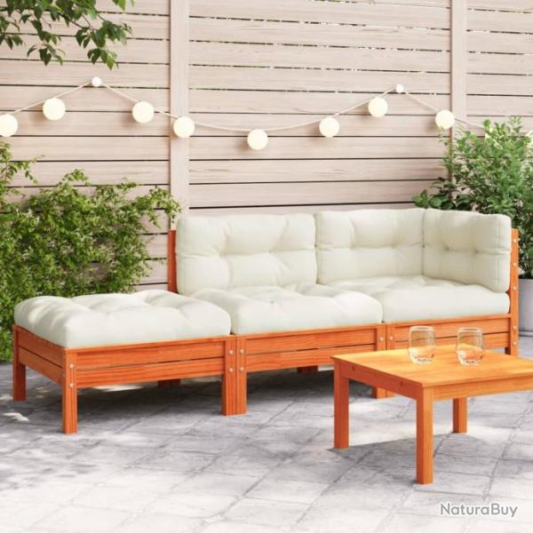 Canap de jardin avec coussins et repose-pied 2 places