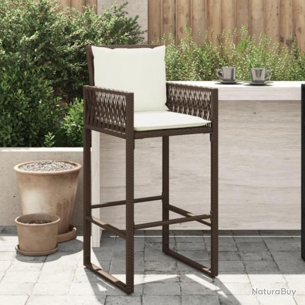 Tabourets de bar jardin coussins lot de 2 marron rsine tresse