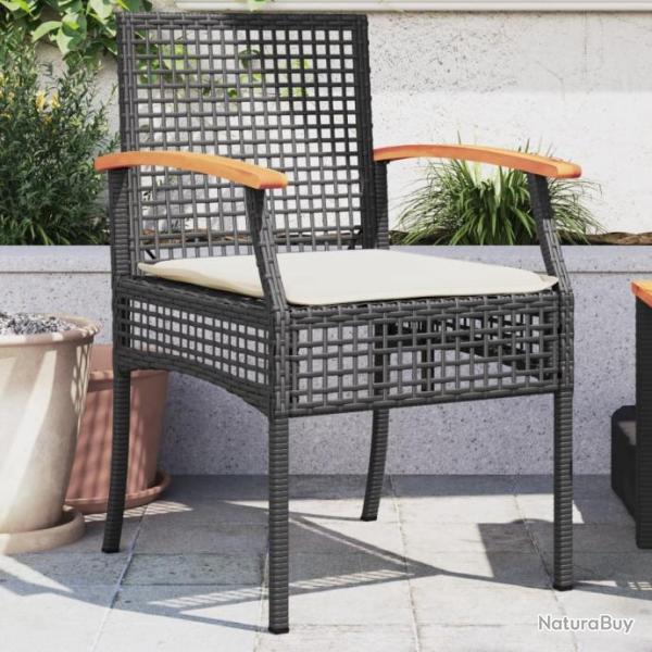 Chaises de jardin coussins lot de 2 noir rsine tresse acacia