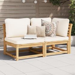 Salon de jardin 2 pcs avec coussins bois massif d'acacia