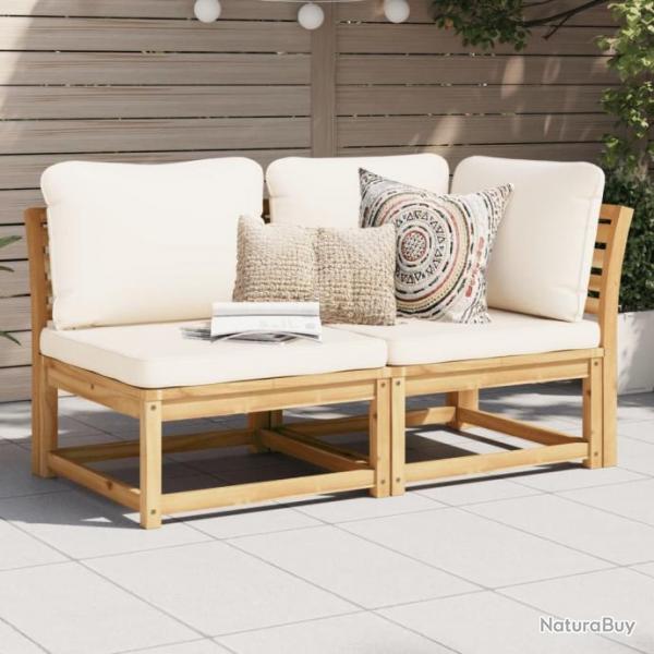 Salon de jardin 2 pcs avec coussins bois massif d'acacia