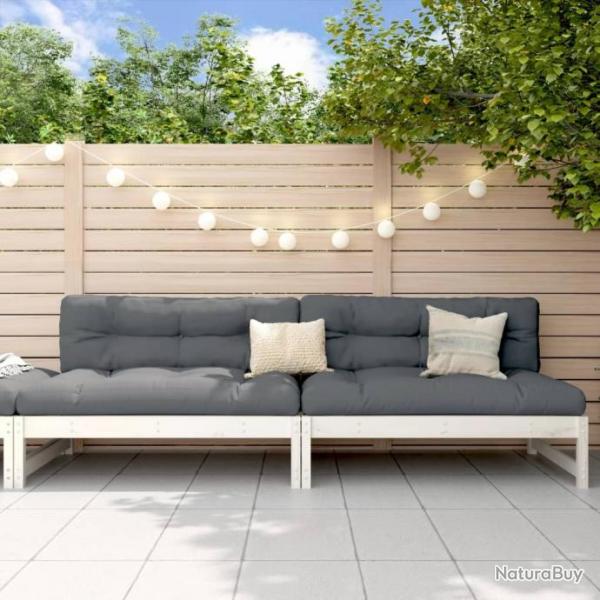 Canaps centraux de jardin 2pcs blanc 120x80 cm bois pin massif