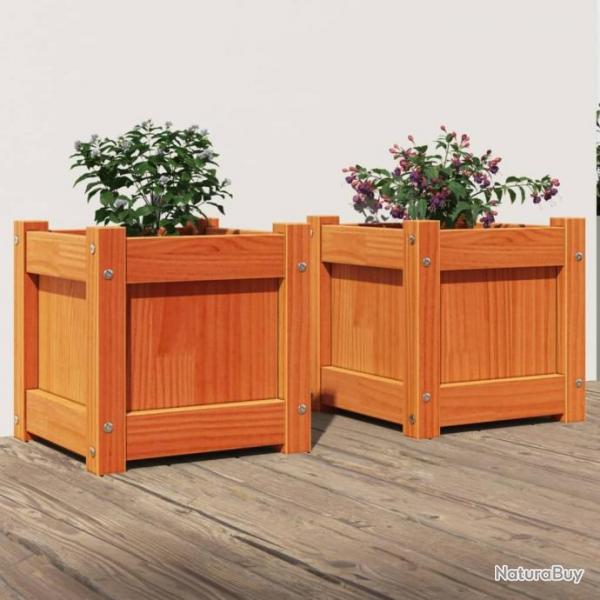 Jardinires 2 pcs cire marron bois de pin massif