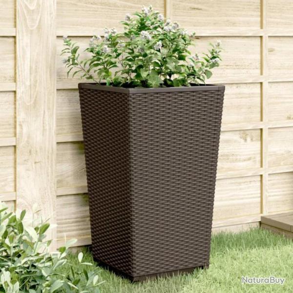 Jardinires 4 pcs marron 32,5x32,5x57 cm polypropylne