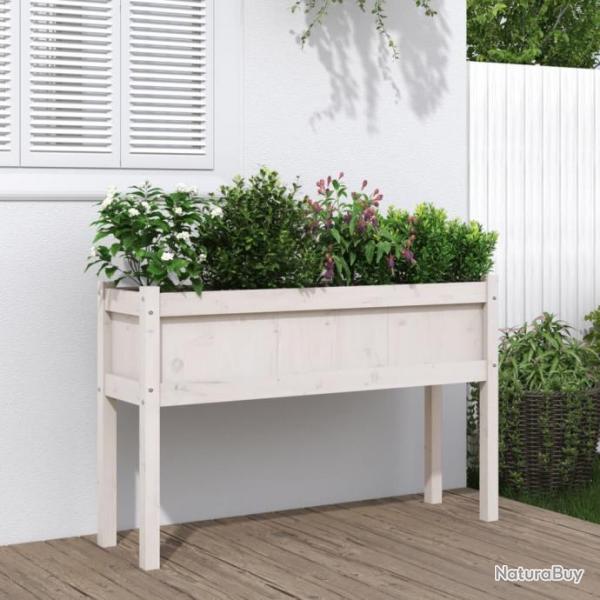 Jardinires avec pieds blanc 110x31x70 cm bois de pin massif