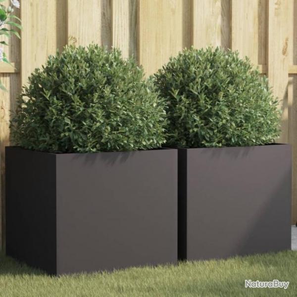 Jardinires 2 pcs noir 49x47x46 cm acier lamin  froid