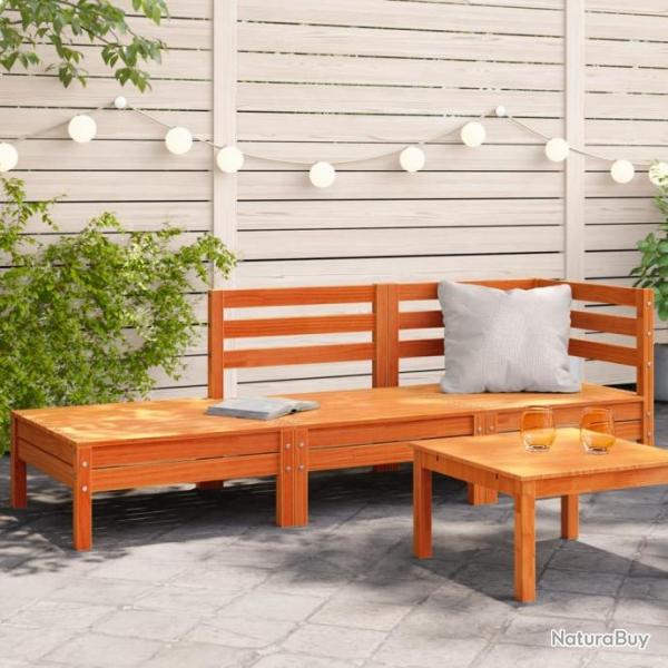 Canap de jardin 3 places cire marron bois de pin massif