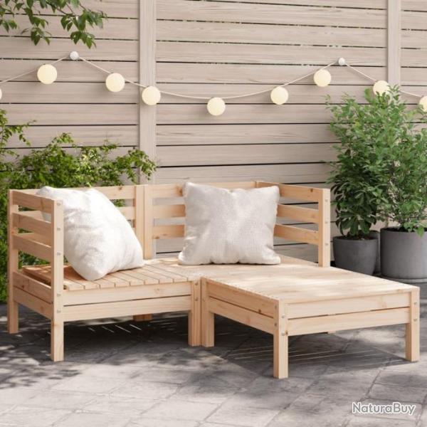 Canap de jardin 2 places et repose-pied bois pin massif