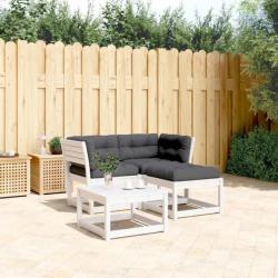 Salon de jardin 3 pcs avec coussins blanc bois massif de pin