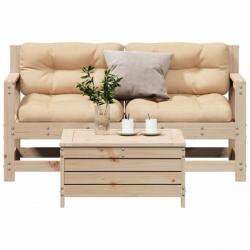 Salon de jardin 3 pcs avec coussins Bois de pin massif