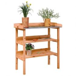 Table à plantes avec étagères marron 78x38x82,5cm bois de sapin