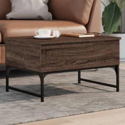 Table basse chêne marron 70x50x40 cm bois d'ingénierie et métal